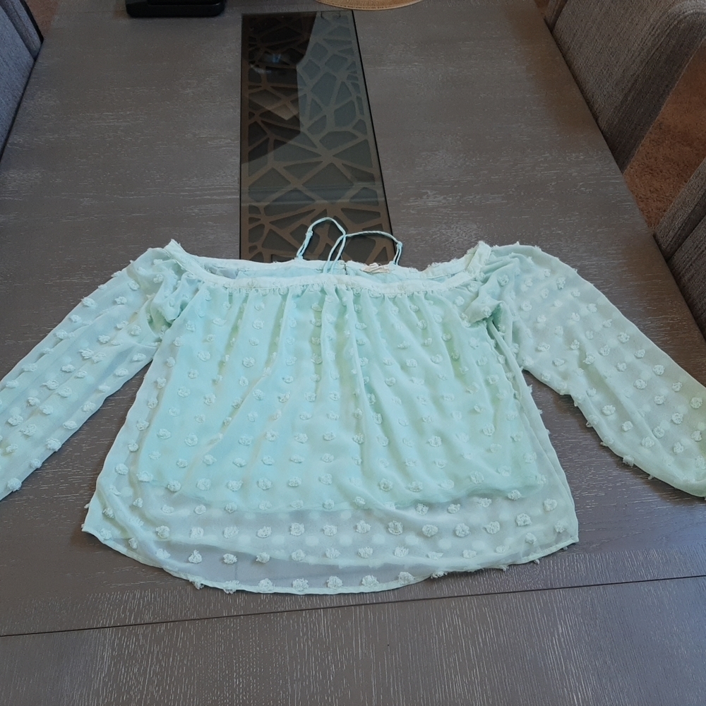 Eesome Light Green Textured Blouse